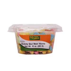 4108-Gummy Sour Neon Worm 12/10 oz.
