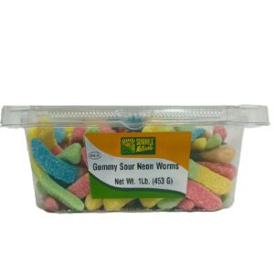 4208-Gummy Sour Neon Worm 12/1Lb