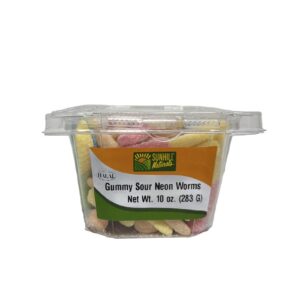 4108-Gummy Sour Neon Worm 12/10 oz.